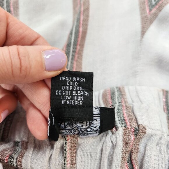 Angie High Waisted Flowy Shorts Metallic Stripes Tie-Waist Festival Women's M - Picture 6 of 6